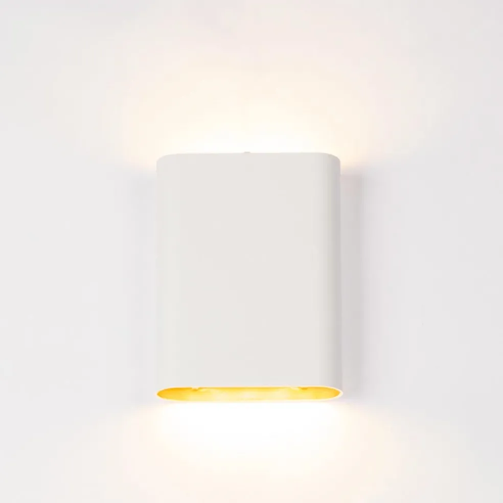 Wandlamp wit/goud ovaal dimbaar