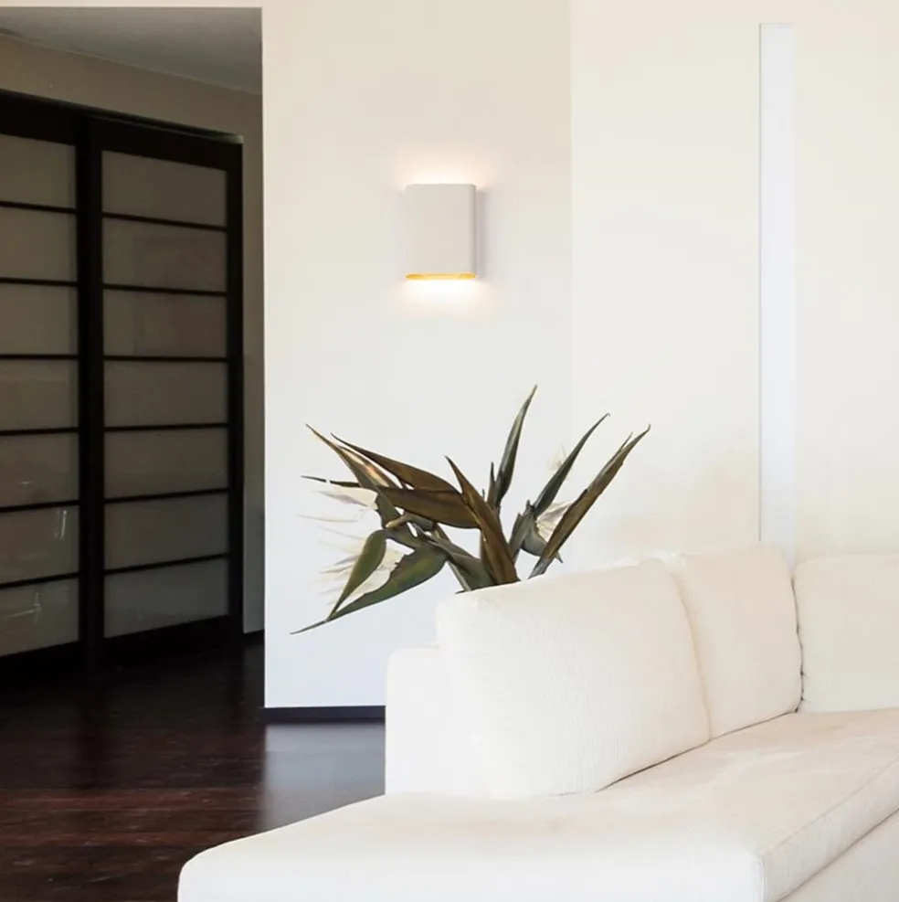 Wandlamp wit/goud ovaal dimbaar