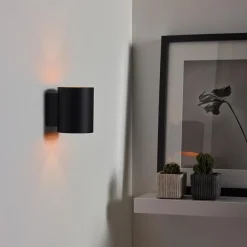 Wandlamp Xera zwart/goud binnenkant