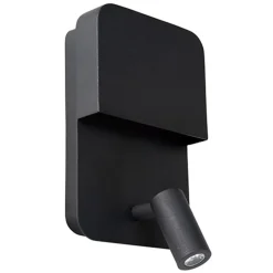 Wandlamp zwart + leesspot en usb