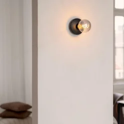 Wandlamp zwart met smoke dimbaar/oplaadbaar