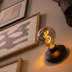 Wandlamp zwart met smoke dimbaar/oplaadbaar