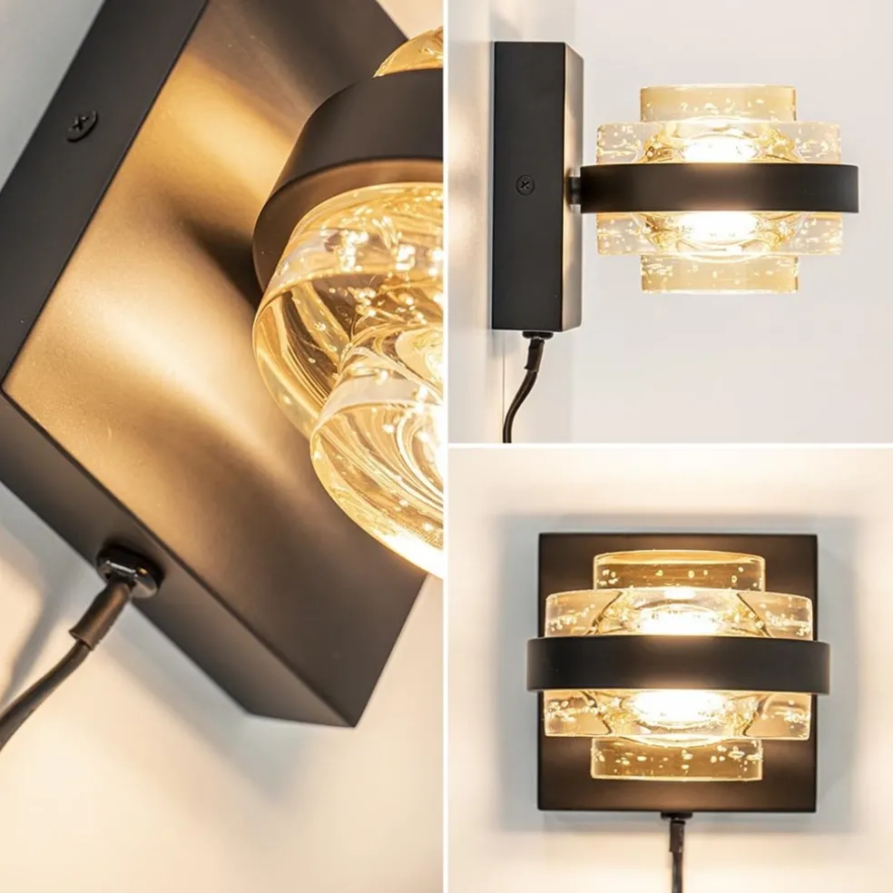 Wandlamp zwart/amber