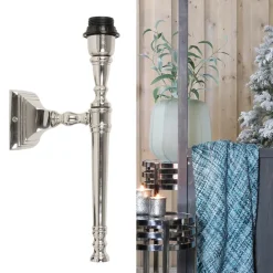 Zilveren wandlamp Delhi fakkel