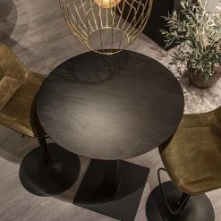 Zwart houten bartafel Ø80x105 cm