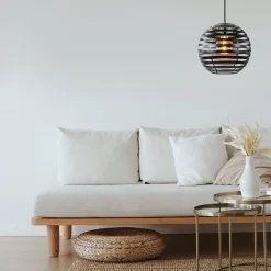 Zwart metalen hanglamp bol 30 cm