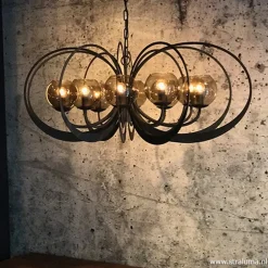 Zwart metalen hanglamp met smoke glas