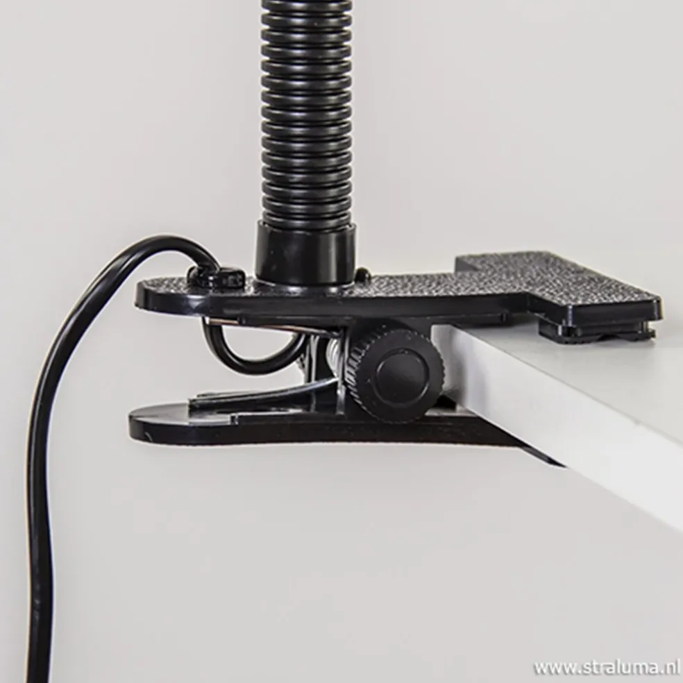 Zwarte klemlamp/leeslamp voor bureau