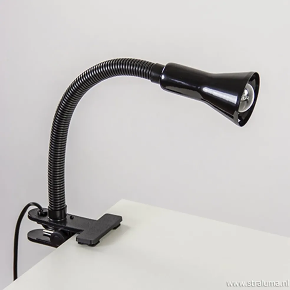Zwarte klemlamp/leeslamp voor bureau