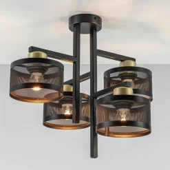 Zwarte 4-lichts plafondlamp met ronde kappen