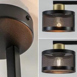 Zwarte 4-lichts plafondlamp met ronde kappen