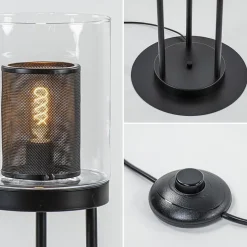 Zwarte vloerlamp met cilinder kap helder glas