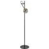 Zwart/messing vloerlamp met smoke glas